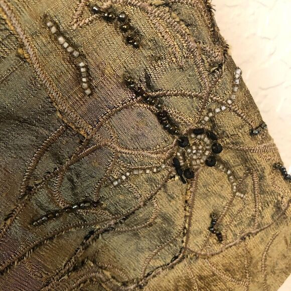 Vtg. Chico’s Gold Embroidered, Beaded Dupioni Silk Jkt/Topper Sz 12 Old Money - Picture 4 of 15